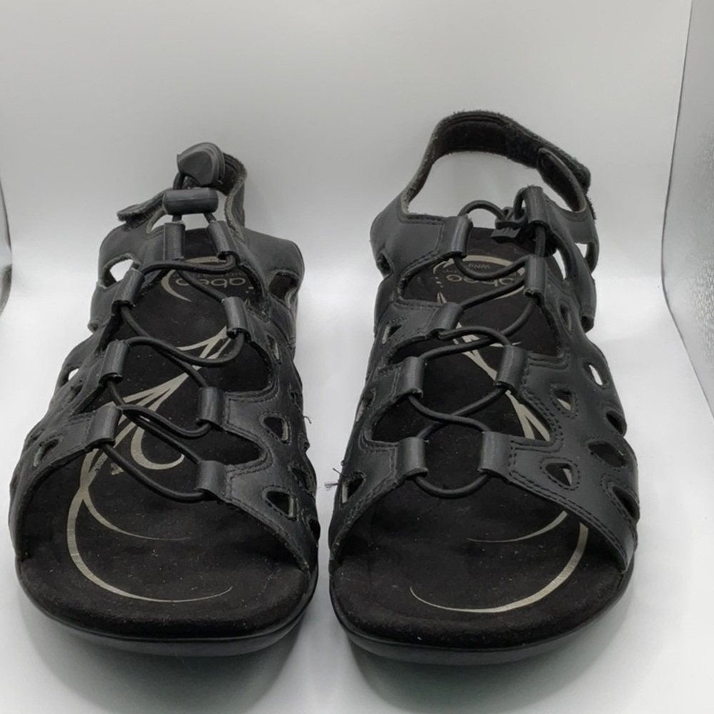 Abeo Black Sandals with Durable Straps and Contoured Footbed